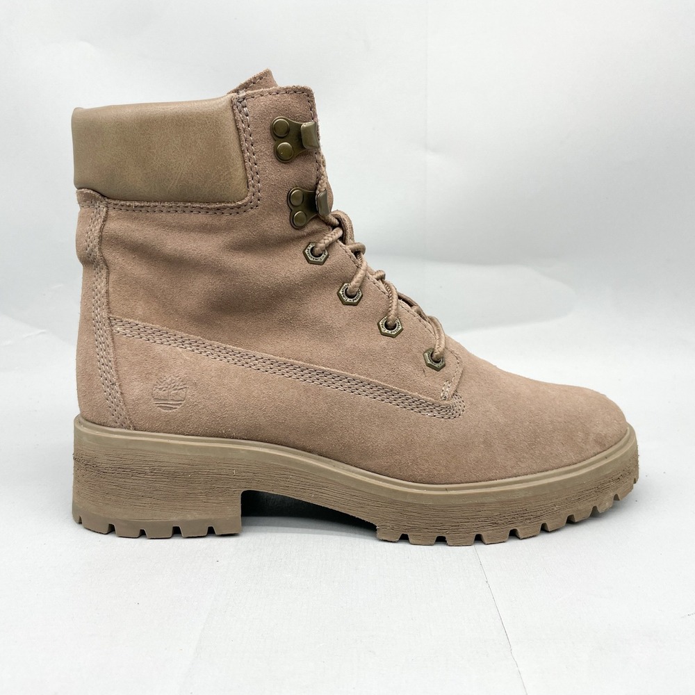 Timberland Womens 9 Carnaby 6 Inch Waterproof Boots Taupe Suede Combat Outdoor